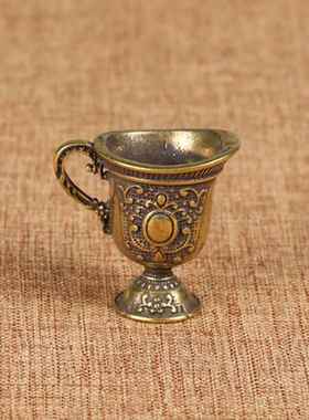 古玩小铜器佛具茶具铜茶杯圣水杯黄铜钥匙扣挂件男女迷你杯子送礼