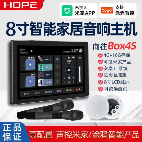 Box4S全屋背景音乐主机系统套装8寸屏智能家居控制音响播放器
