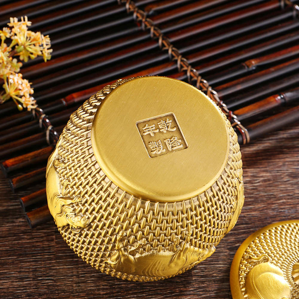 工艺品罐储藏五牛黄铜摆件桌面批发家居装饰金属办公室茶叶罐大小