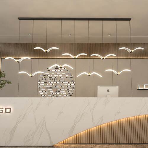 LED现代简约家前台吊灯63创长条海鸥用厅灯办公餐室吧台意个性吊