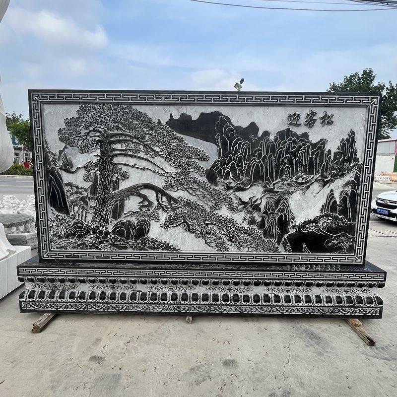 青石雕刻影墙庭院墙浮雕壁画背景墙户外迎宾墙中国风福字花岗岩