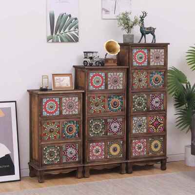 美式实式MUT木斗柜厅抽屉收纳柜客储物柜阳台多绘层置物柜卧室彩