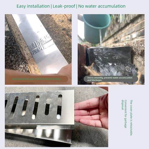 304不锈钢排水沟u型槽户外庭院阳台排水槽下水道厨房地沟盖板加厚
