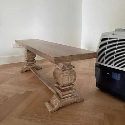 美式实木做旧复古长凳法式轻奢原木床尾凳小户型换鞋凳家用长条凳