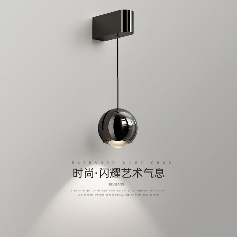 壁灯卧室床头灯意式极简轻奢可升降悬停手扫感应调光背景墙吊线
