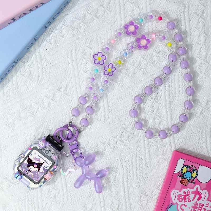 多巴胺串珠挂脖绳适用华为儿童电话手表5X挂绳5XPro表带4X挂脖套