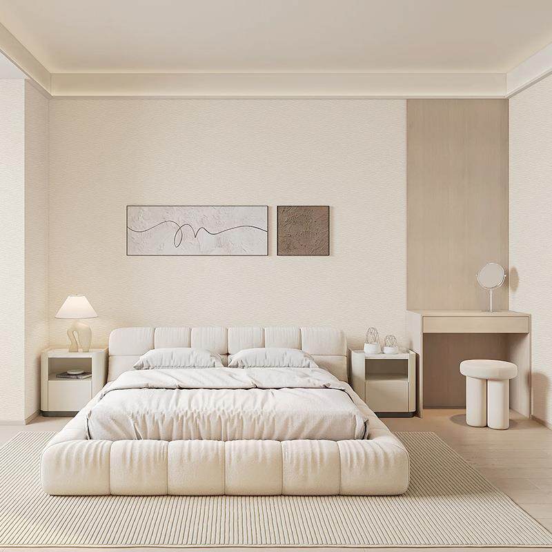 奶咖色全屋无缝墙布轻奢现代奶油色电视背景卧室客厅壁布简约墙纸