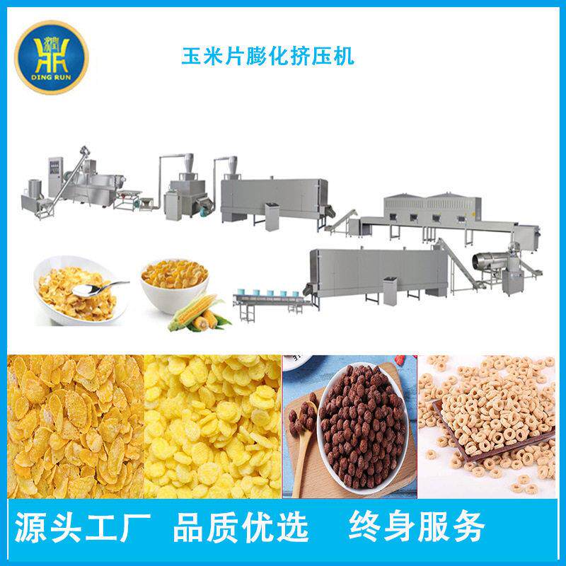 定制膨化荞麦燕麦片生产线 早餐奶昔谷物麦圈卜卜米双螺杆膨化机