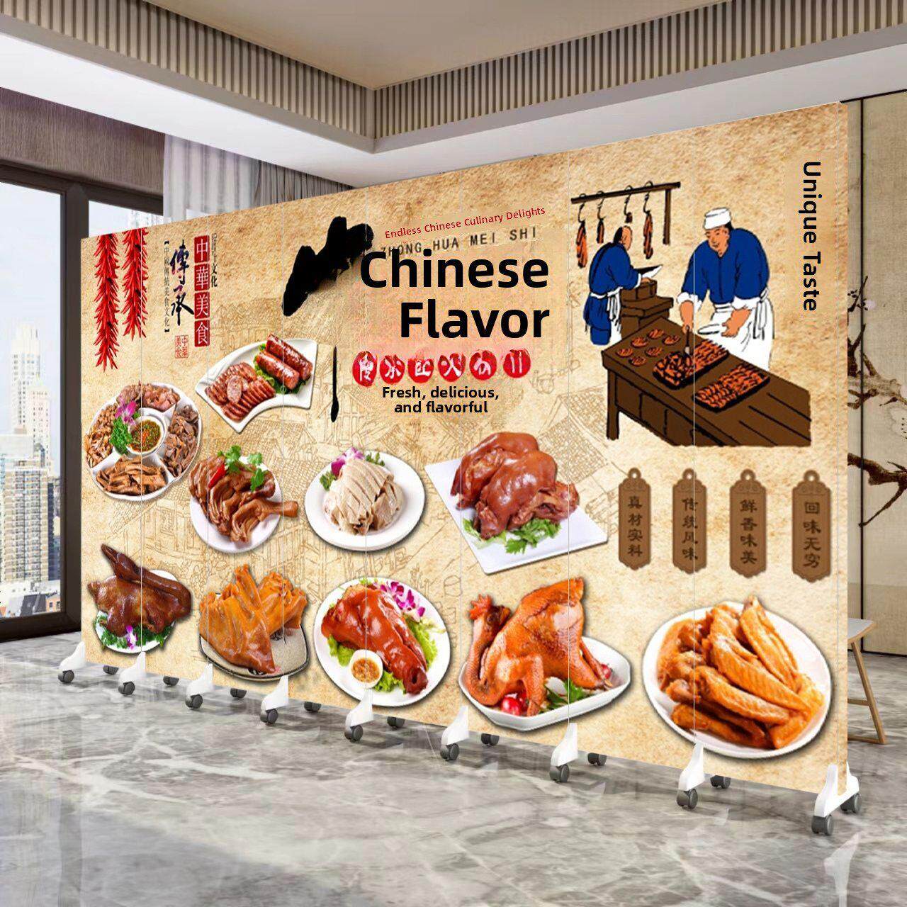 特色红烧屏风隔断,阻断鸭脖,美味红烧蔬菜和鸭制品,餐厅红烧肉