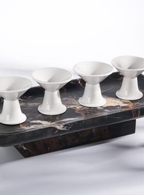 新中式轻摆件长方盘理形仿大石THA托茶盘样板房酒店会所奢样板房