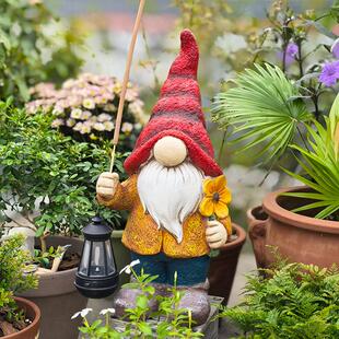 可插蚊香有太阳能灯户外庭院花园装饰摆饰甘道夫小矮人地精树脂