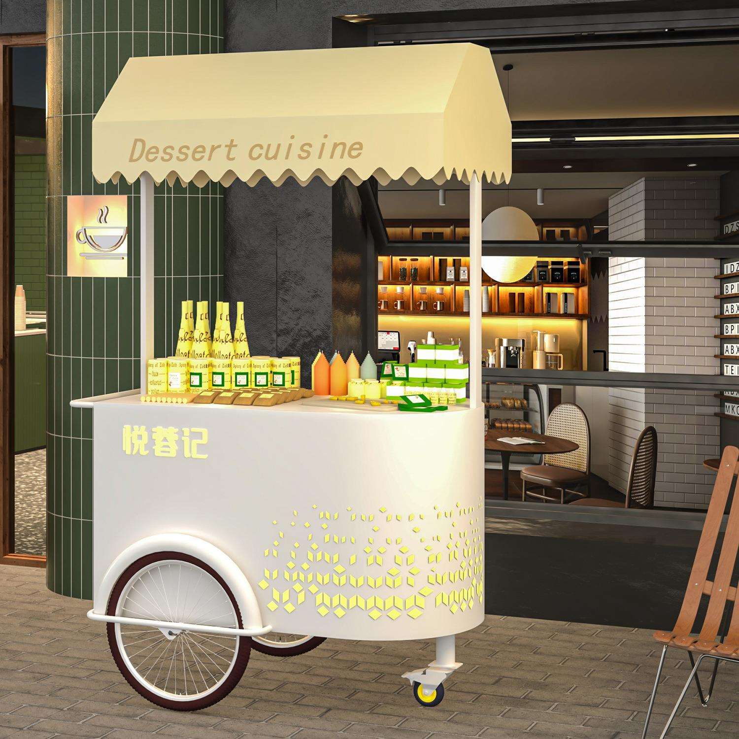 户外景区花车创意商场酒店展示售货车咖啡店促销台餐车移动贩卖车