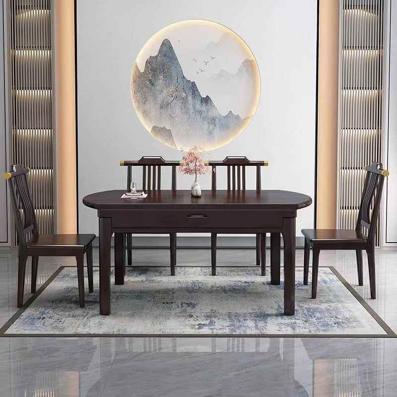 新511中式岩板餐桌椅子实木厨房餐桌用新款户型小伸叠缩折吃家饭
