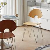 家用中古风餐椅高级感复古椅子实木靠背书桌椅设计师可叠放网红椅