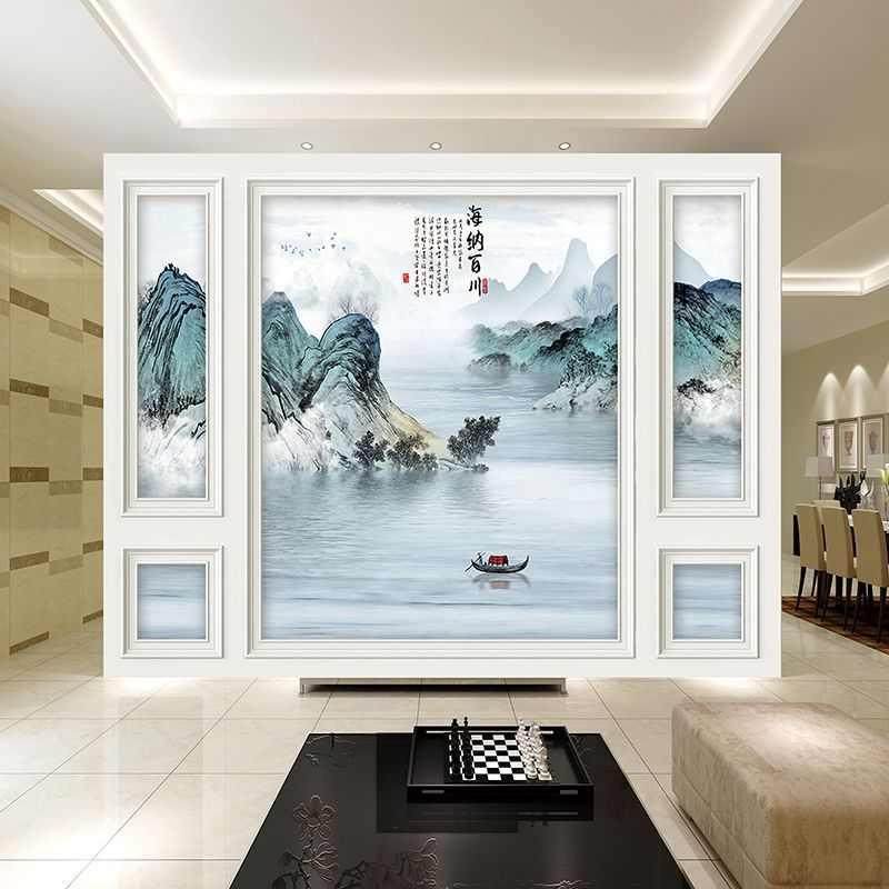 贴画墙贴客厅沙发3D新中式自粘山水风景电视背景风装饰壁一件批发,家居饰品,软装墙贴,淘宝优惠券,粉丝福利购,淘宝优惠卷
