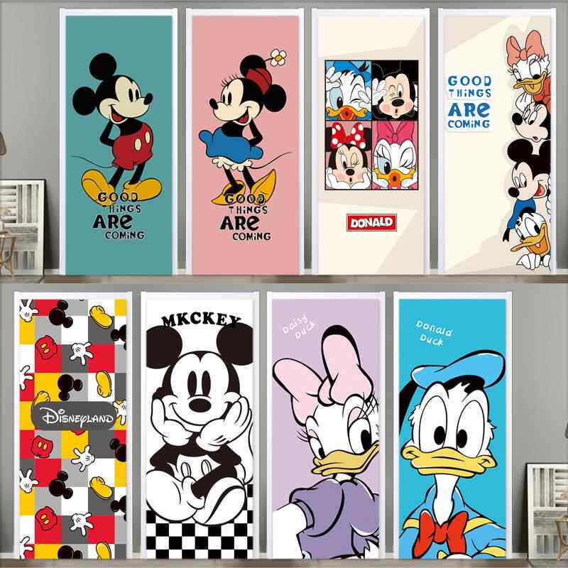 动漫米奇电梯门贴纸美化装饰可爱卡通房门贴电梯防水翻新自粘壁纸