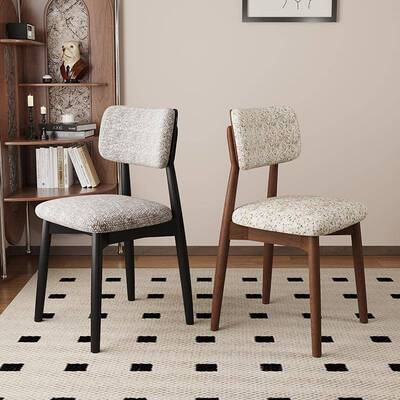 实木餐椅超纤皮家用餐厅棉麻布艺靠背椅酒店餐桌椅凳整装耐用椅子