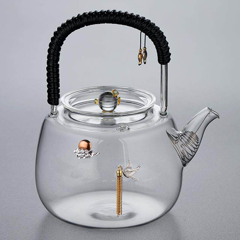 镶银玻璃茶壶耐高温过滤电陶炉套装普洱茶花茶煮煮水壶茶具套装