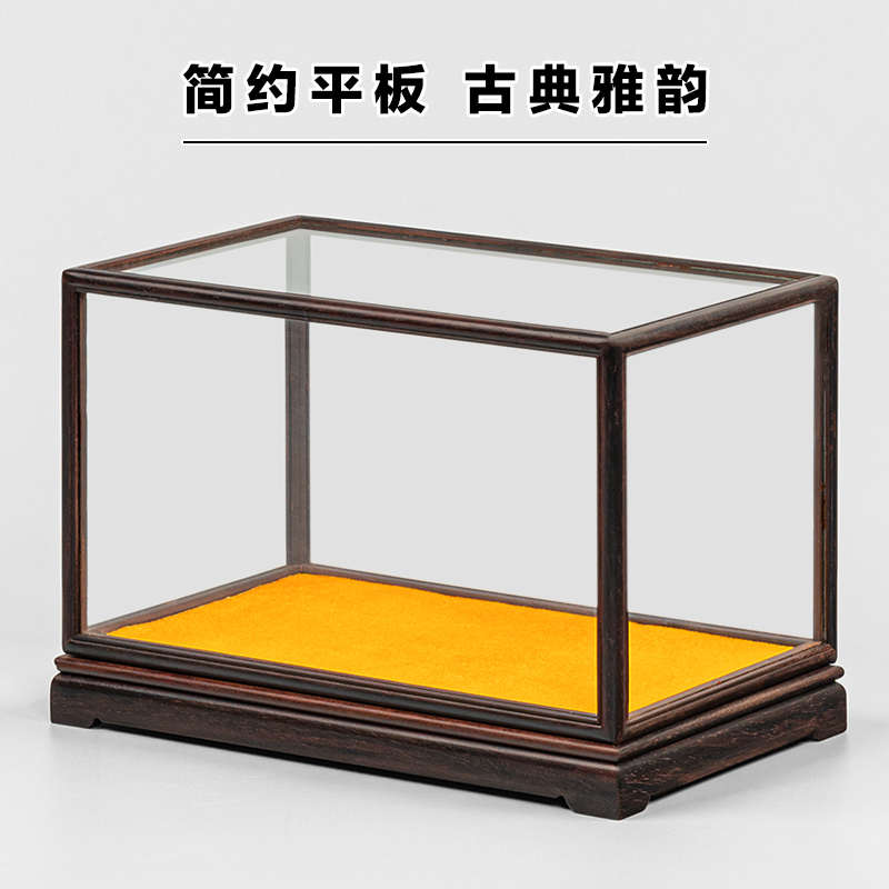 红木玻璃罩佛像工艺品摆件防尘罩观音玉如意木雕花瓶透明展示盒子