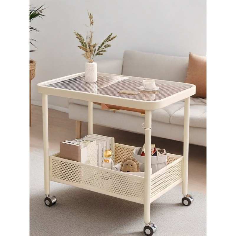 可移动沙发边几小推车置物架玻璃小茶几桌子客厅零食台卧室床头柜