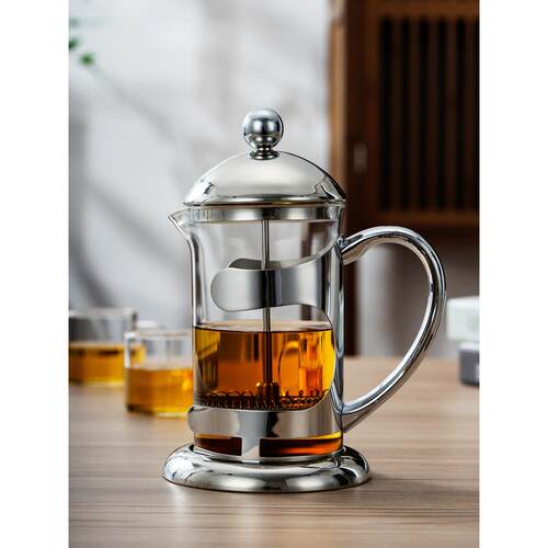 雅风雅士壶玻璃泡茶壶不锈钢耐热冲茶器法压壶咖啡壶茶壶滤压茶壶