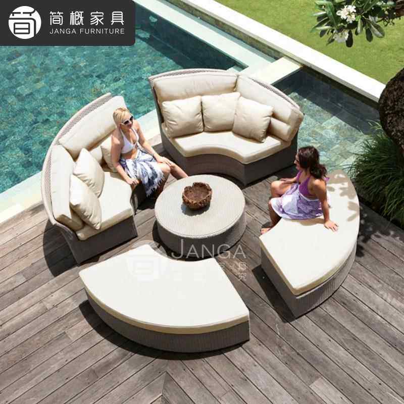 户外大别75编墅露台泳池沙发床休闲花园躺藤圆床露天日光浴躺椅防,住宅家具,户外沙发,淘宝优惠券,粉丝福利购,淘宝优惠卷