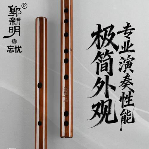 郭新明忘忧款极简素笛竹笛乐器横笛新型高颜值专业演奏笛子