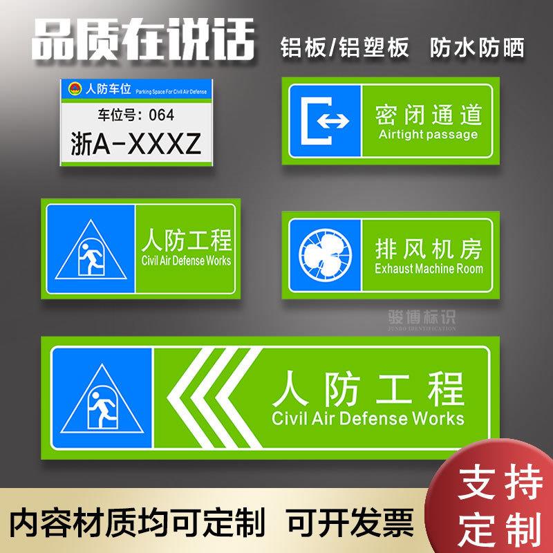供应人防标识牌民防工程警示牌防空地下室人防标志牌反光膜铝牌