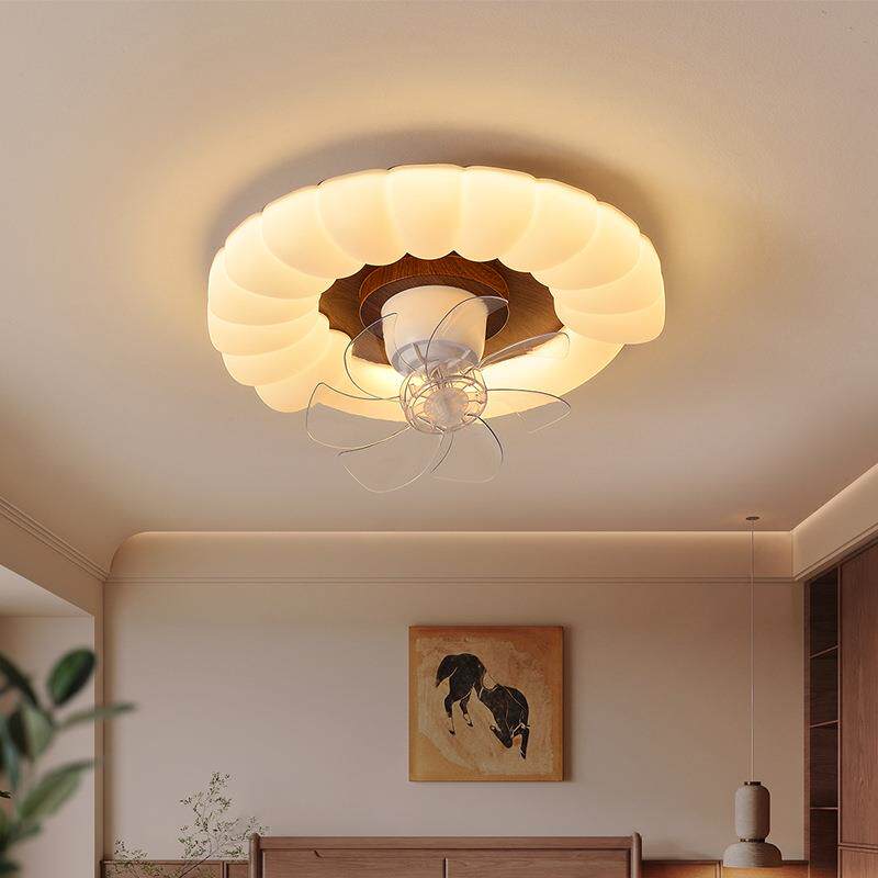 卧室灯复古摇头奶油风吸顶灯现代简约儿童房餐厅主卧电扇灯风扇灯