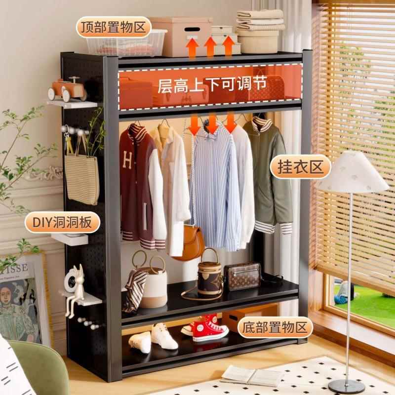 衣柜见描述衣架货架防用尘帘开放式易衣层帽间卧室简角钢家落地多