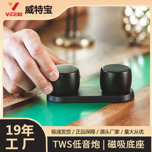 蓝牙音箱带底座对箱低音炮家用爆款 TWS无线便携式 迷你小音响批发