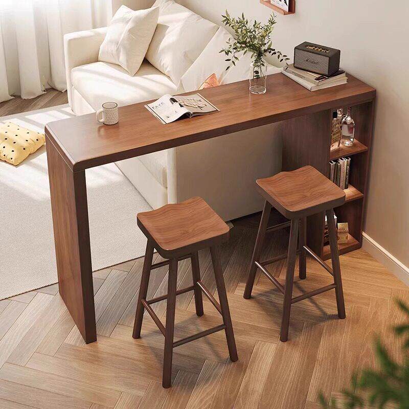 北欧实木吧台桌现代小户型家用客厅隔断长条桌靠墙阳台休闲高脚桌