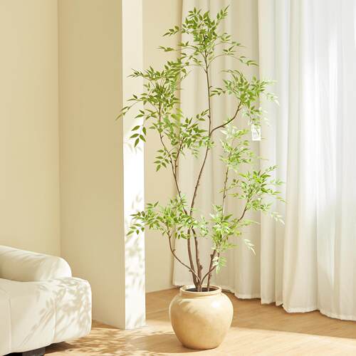 仿真绿植南天竹高端轻奢假植物室内客厅服装店样板间落地装饰摆件
