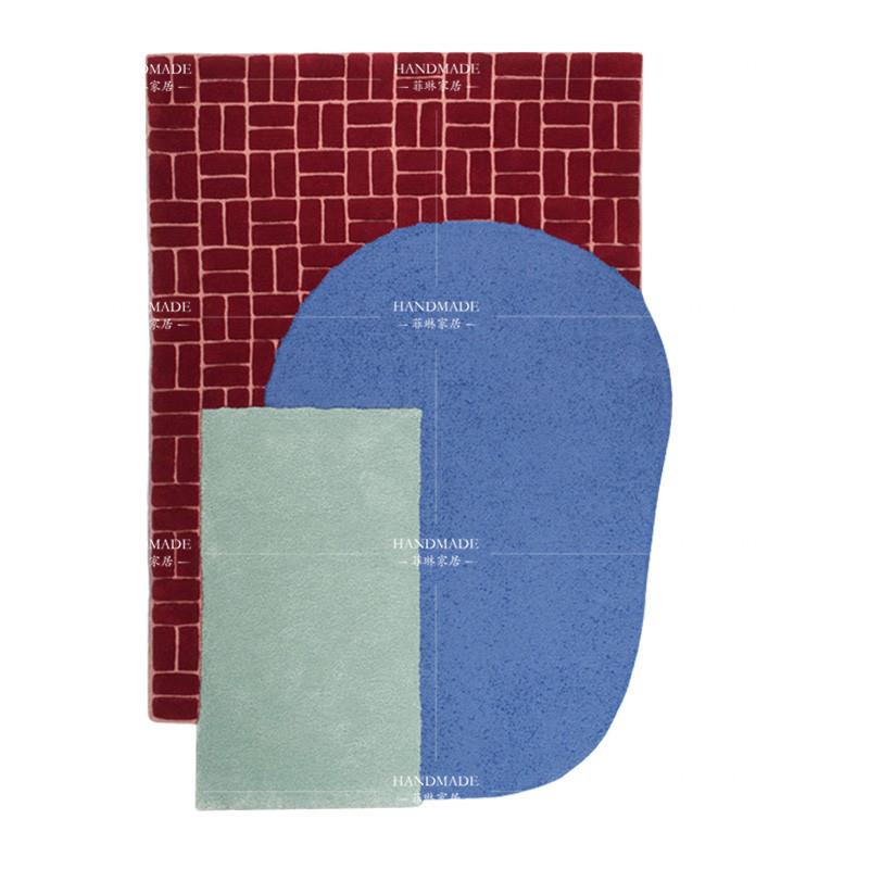 高档北欧现代简约地厅毯in不s规客则个性创意样板间茶几垫卧室床