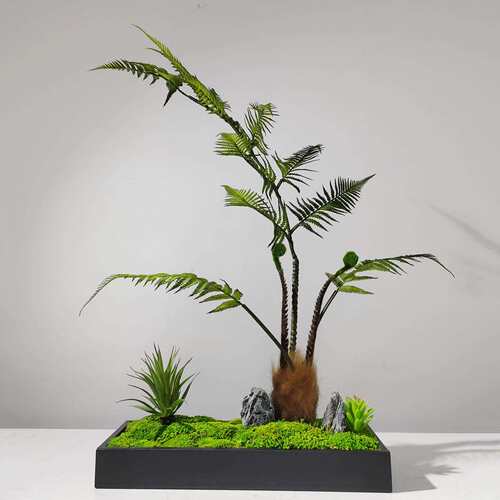 现代新中式禅意仿真花艺摆件客厅绿植洽谈茶桌样板间高端假花摆设