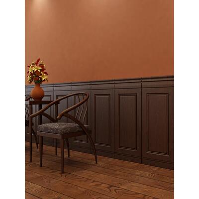 自粘复古式墙纸胡桃木咖贴啡棕色墙裙护墙板壁仿纸木纹JZZ77252中