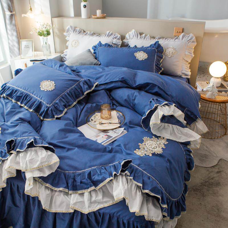 正品ns公主风纯i棉四件套床裙全蕾丝边少心被套1.5m1.棉8米女床上