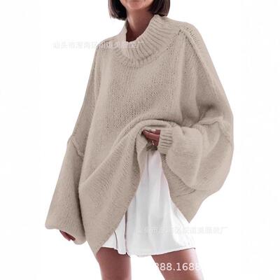 Womens Oversized Sweaters Mock Neck Batwing Sleeve 2025 Fall