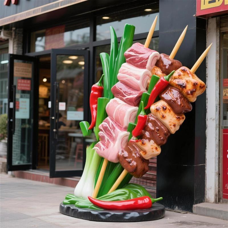 玻璃钢雕塑烧烤小吃店烤肉羊肉串肉串装饰摆件网红店门头