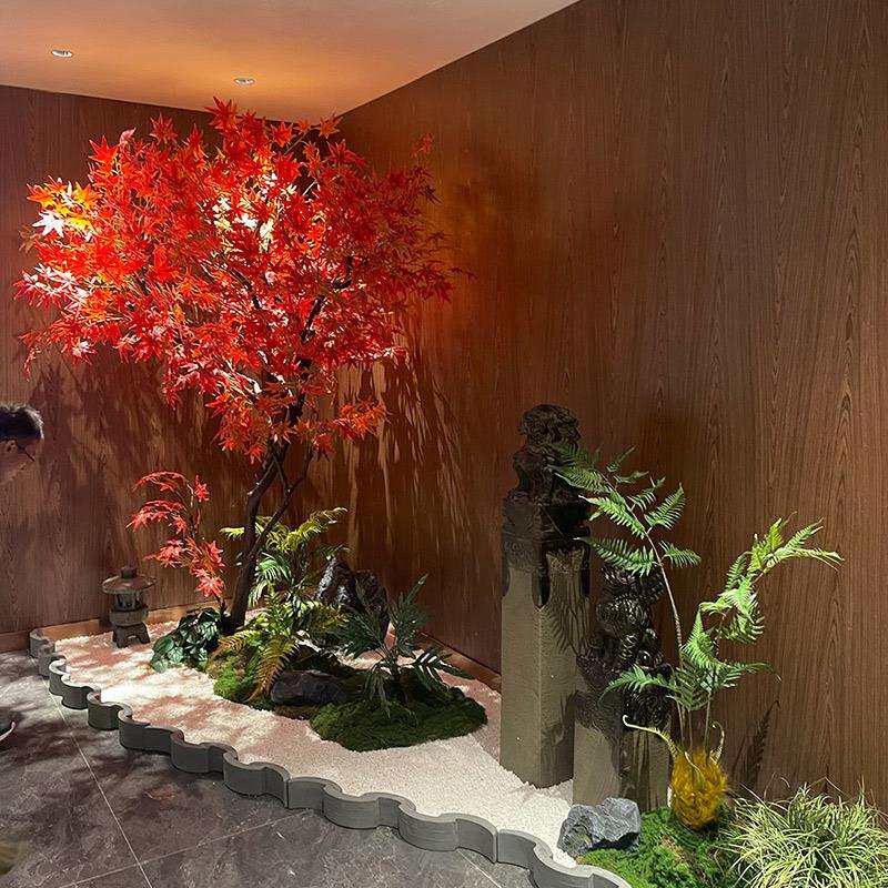 仿真红枫树假树枫叶树室内装饰设计大型展厅酒店餐饮角落搭配景观
