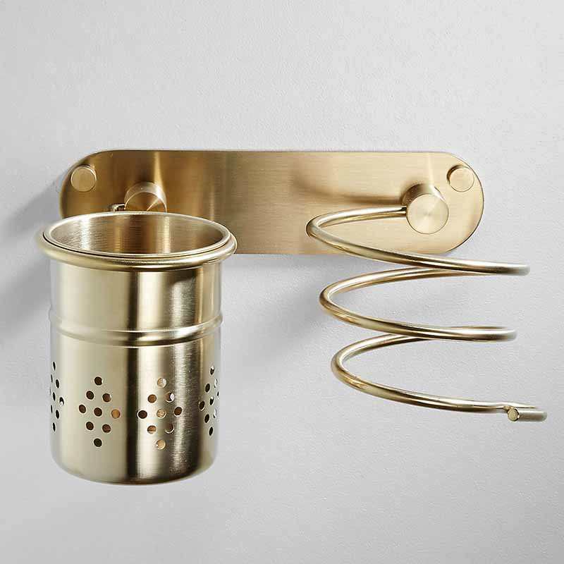 吹风机架墙上固定打孔免打孔双用304不锈钢电吹风筒收纳置物挂架