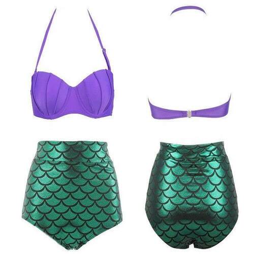 Split swimsuit women's shell mermaid high waisted