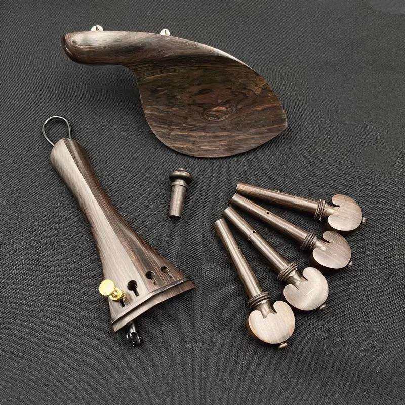 畅想乐器4/4小提琴自然乌木配件原色腮托琴轴拉弦板尾柱带尾绳微