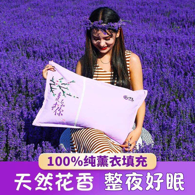新疆伊犁纯薰衣草枕头全熏衣草助睡眠安神花草香枕芯单人保健枕头
