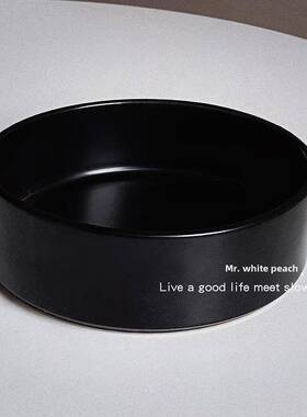 黑色高端高端风格陶瓷餐具方便面碗饮水碗简约纯色覆古猫碗西餐碗