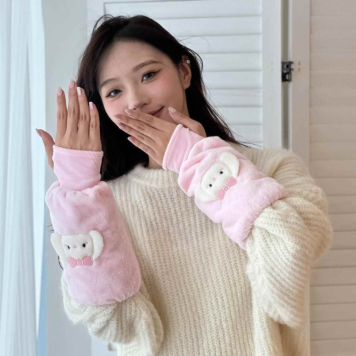 袖套手套一体二合一儿童女孩秋2023新款冬季防脏套袖保暖暖手护袖