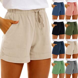 and linen pocket Women high cotton strap waisted