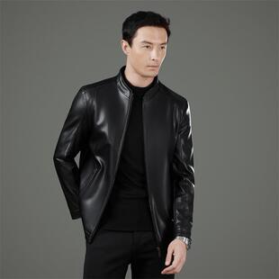 KJ套商务闲秋皮舒 立领皮外6331 海休宁新款 绵羊夹克冬中年爸爸装