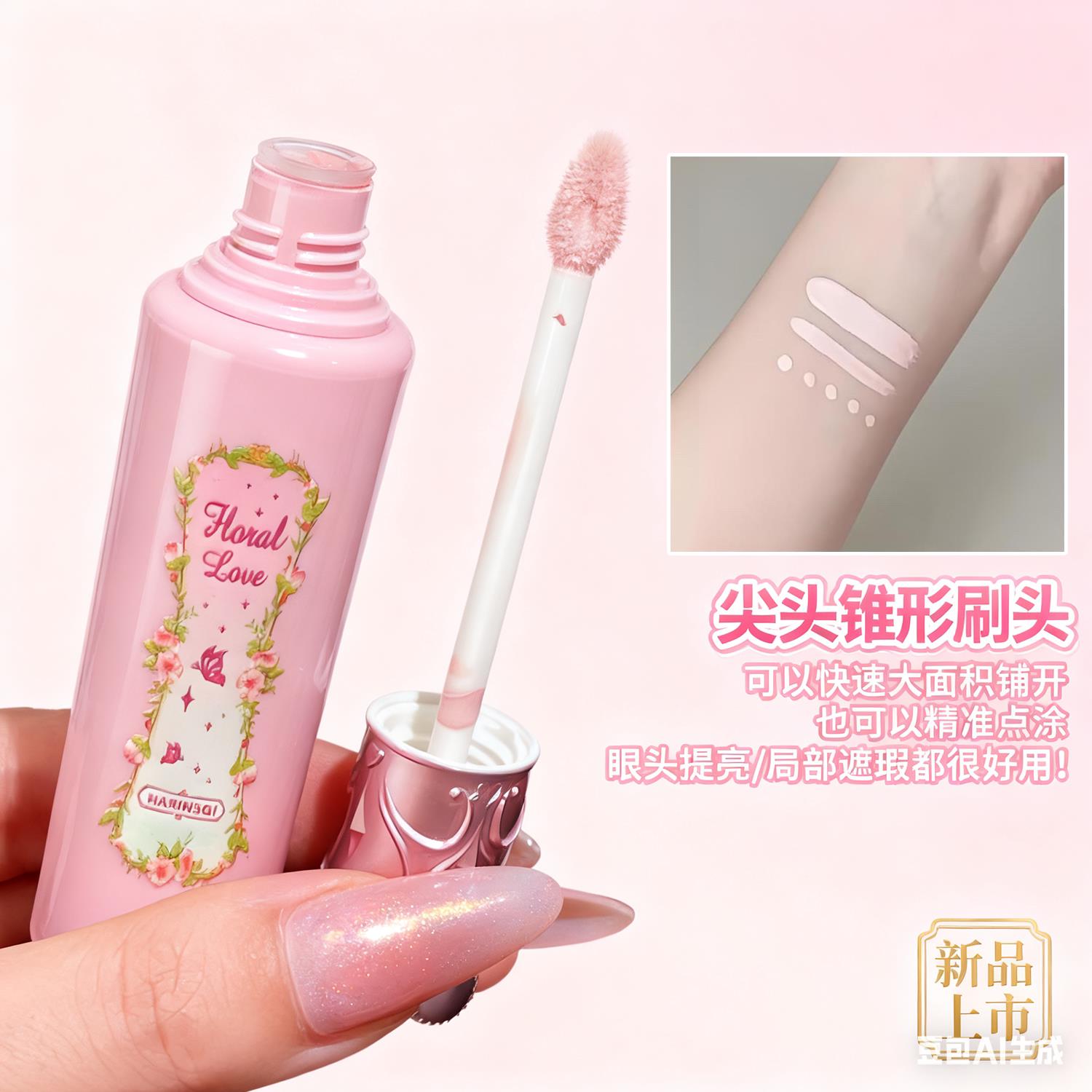 嘭嘭面中之神!提亮遮瑕液防水汗粉色面中膨胀遮痘印泪沟小雪珍珠