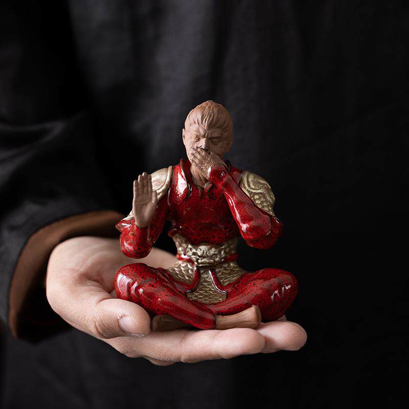 齐天大圣孙悟空茶宠摆件三不猴子不说不听不看玄关家居装饰工艺品